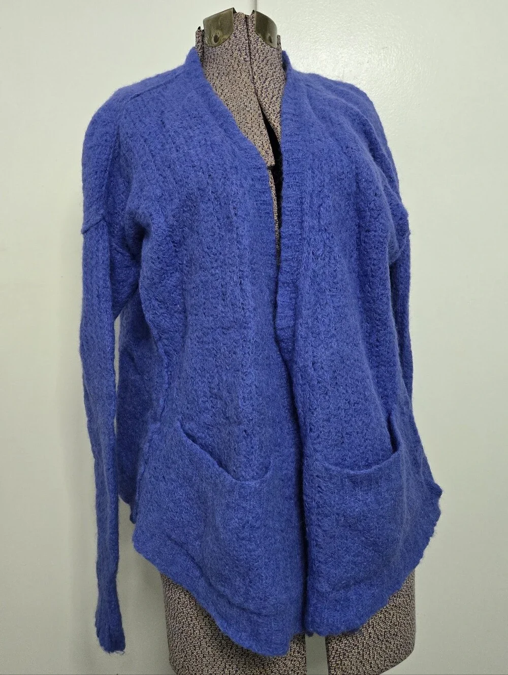 Free People Womens Cozy Open Front Blue Cardigan Academia Lagenlook Size Medium